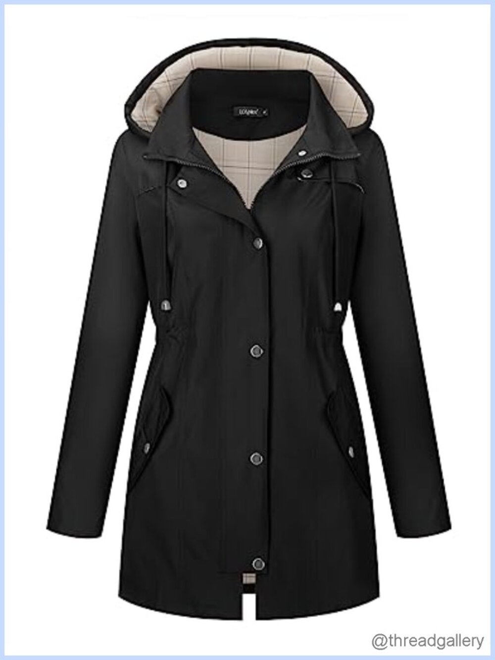 LOMON Women's Waterproof Hooded Raincoat Lined Rain Jacket - Picture 3 of 6